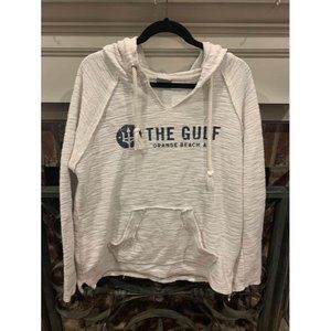 “The Gulf” Orange Beach, AL hoodie, factory distressed, size women’s XS (V)